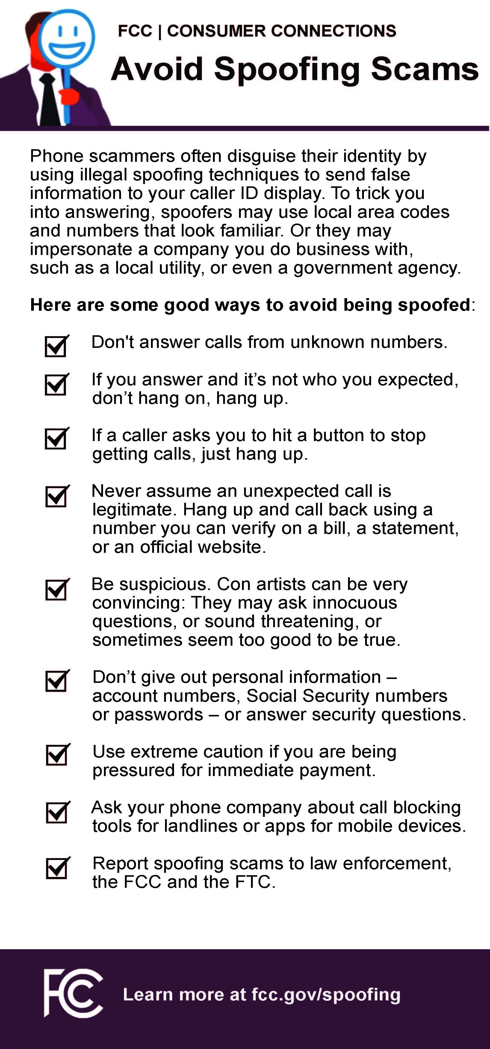 avoid spoofing scams